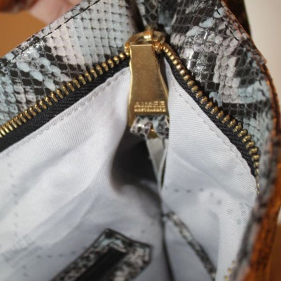 AIMEE KESTENBERG PYTHON LARGE LEATHER HOBO BAG! Black/Aqua/Ivory - Picture 8 of 8